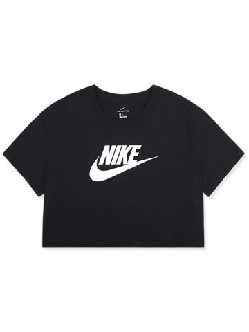 Women's Essential Crop Short Sleeve TShirt NICT1 Black - NIKE - BALAAN 1