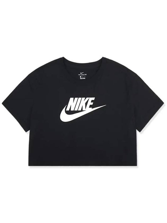 Women's Essential Crop Short Sleeve TShirt NICT1 Black - NIKE - BALAAN 1