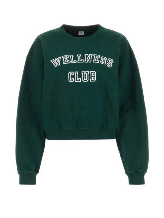 Wellness Club Crop Cotton Sweatshirt Green - SPORTY & RICH - BALAAN 1