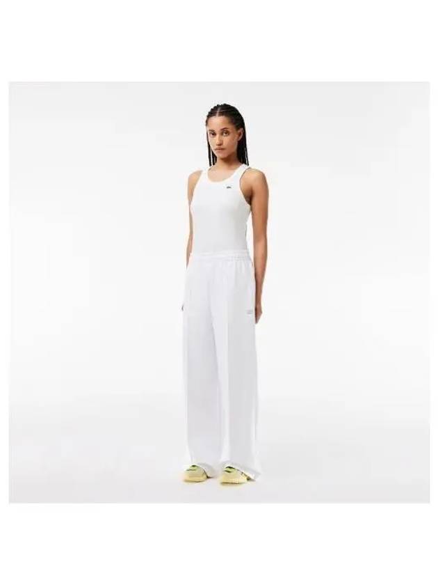 Women s Double Face Wide Sweatpants White - LACOSTE - BALAAN 1