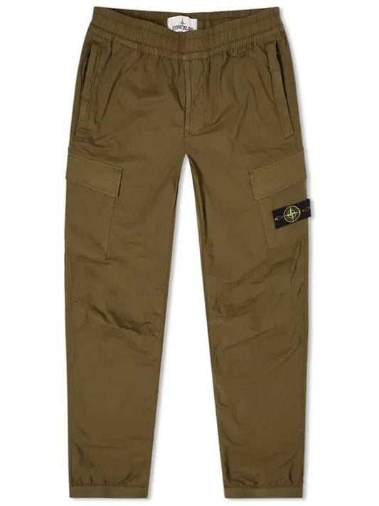 Men's Wappen Patch Pocket Cargo Straight Pants Khaki - STONE ISLAND - BALAAN 1