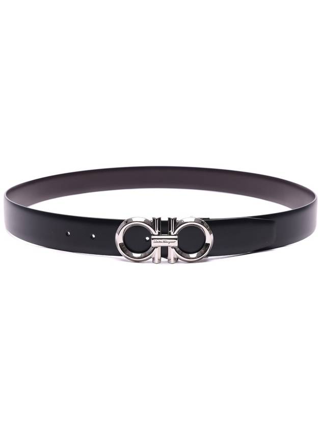 Gancini Buckle Reversible Leather Belt Black - SALVATORE FERRAGAMO - BALAAN 5