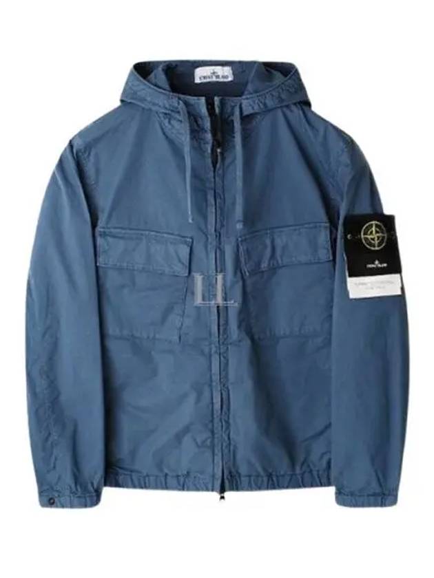 Cotton Twill Stretch Hooded Jacket Avio Blue - STONE ISLAND - BALAAN 2