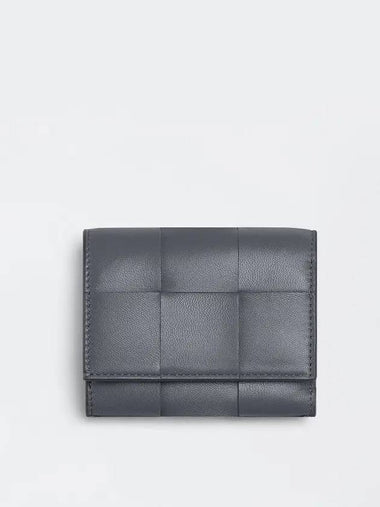 Intrecciato Tri-Fold Zipper Half Wallet Grey - BOTTEGA VENETA - BALAAN 1