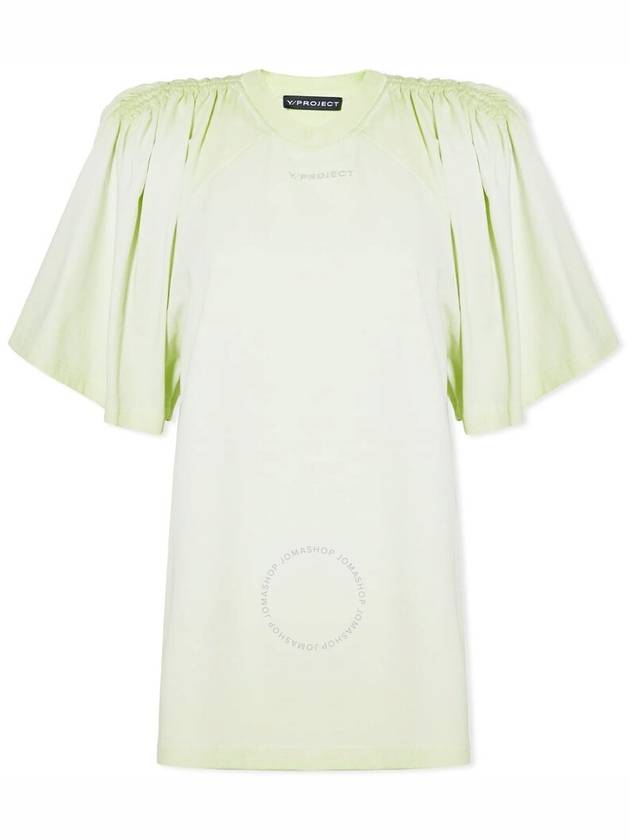 Y/Project Ladies Limi Green Ruched Shoulder Tee, Brand Size 36 (US Size 4) - Y/PROJECT - BALAAN 1