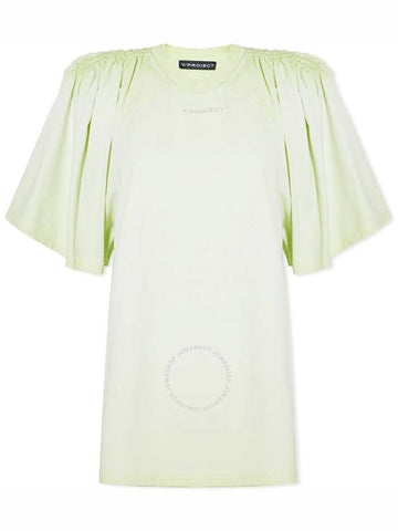 Y/Project Ladies Limi Green Ruched Shoulder Tee, Brand Size 36 (US Size 4) - Y/PROJECT - BALAAN 1