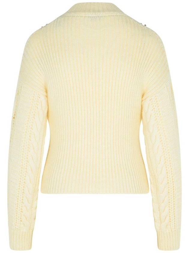 Wool Mohair Logo Knit Top Ivory - MONCLER - BALAAN 4