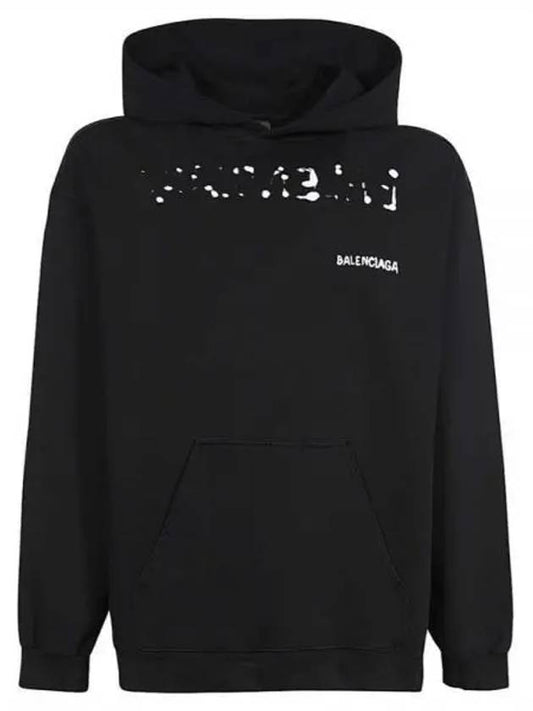 Logo Print Cotton Hoodie Black - BALENCIAGA - BALAAN 2