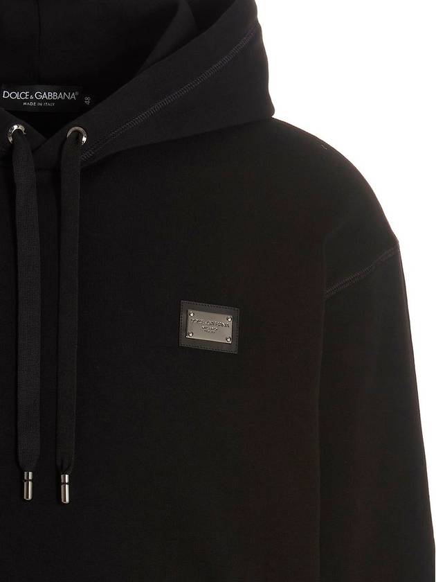 Logo Patch Cotton Classic Hood Black - DOLCE&GABBANA - BALAAN 3