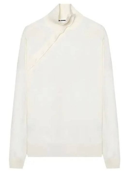 Side Button Wool Turtleneck Ivory - JIL SANDER - BALAAN 1