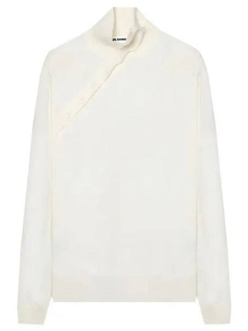 Side Button Wool Turtleneck Ivory - JIL SANDER - BALAAN 1