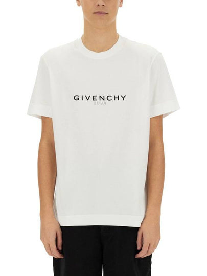 Men's Reverse Logo Round Slim Short Sleeve T-Shirt White - GIVENCHY - BALAAN 2