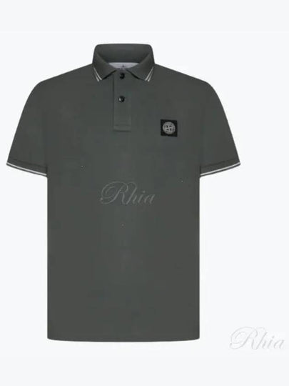 Stretch Cotton Pique Short Sleeve Polo Shirt Musk Green - STONE ISLAND - BALAAN 2