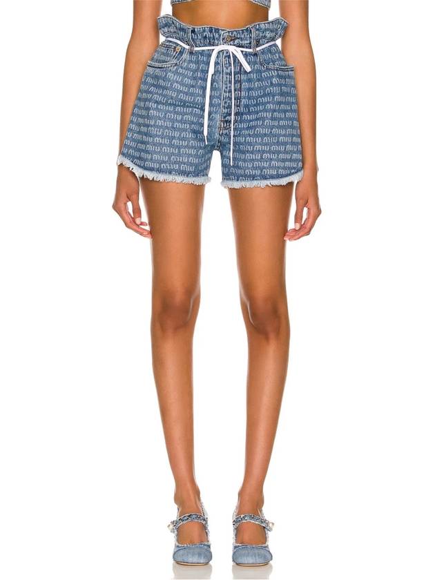 24 Miumiu Women s Printed Logo Denim Short Pants Shorts - MIU MIU - BALAAN 3