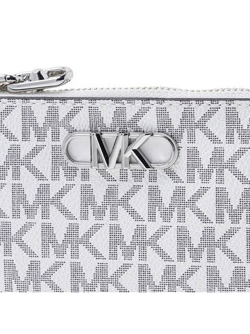 Monogram Logo Plaque Card Wallet White - MICHAEL KORS - BALAAN 7