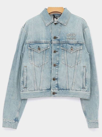 Logo Denim Jacket Blue - MIU MIU - BALAAN 1