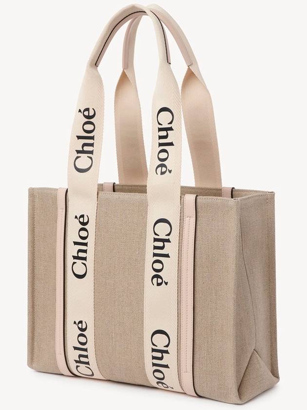 Woody Canvas Medium Tote Bag Cement Pink - CHLOE - BALAAN 3