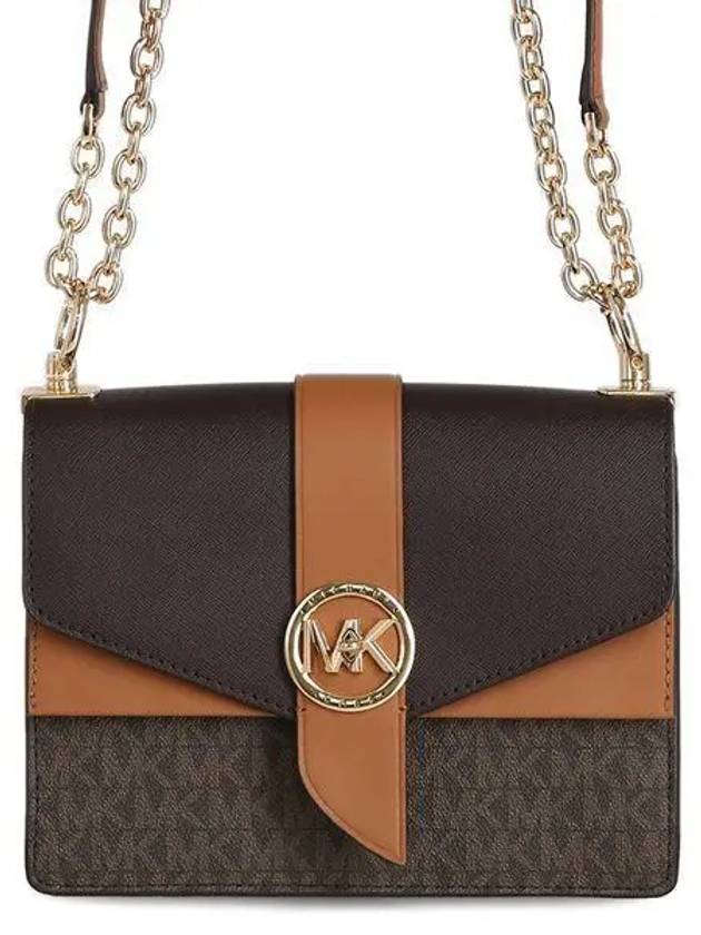 Greenwich Small Color Block Logo Saffiano Leather Cross Bag Brown - MICHAEL KORS - BALAAN 2