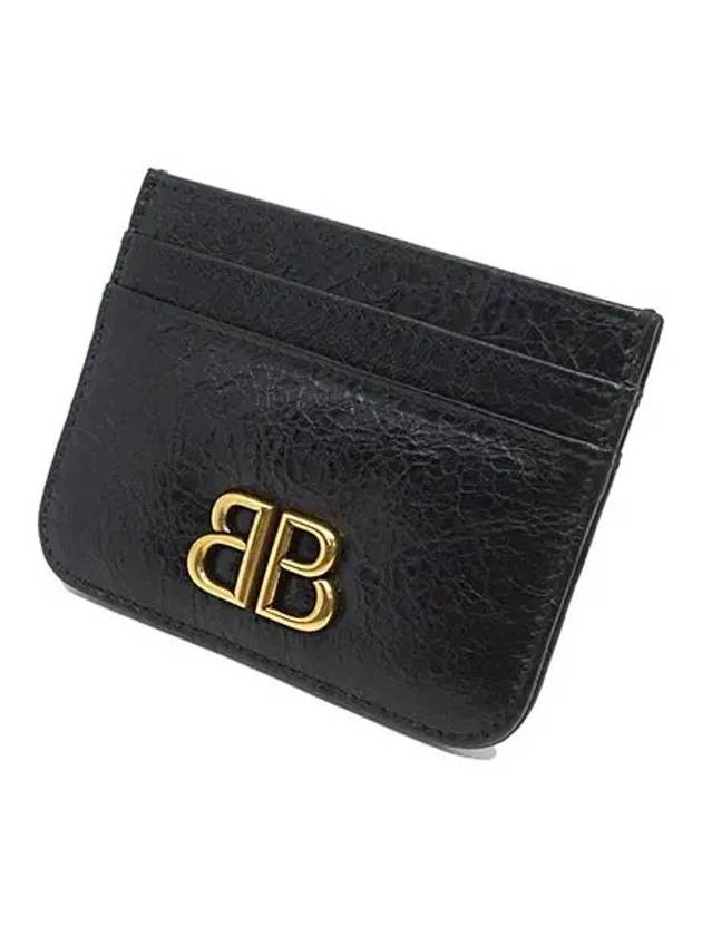 Embellished Logo Leather Card Wallet Black - BALENCIAGA - BALAAN 3