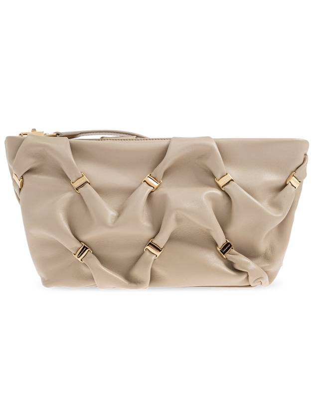 FERRAGAMO Leather Shoulder Bag With Appliqués, Women's, Beige - SALVATORE FERRAGAMO - BALAAN 3