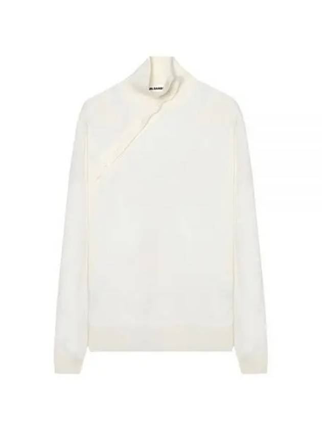 Side Button Wool Turtleneck Ivory - JIL SANDER - BALAAN 2