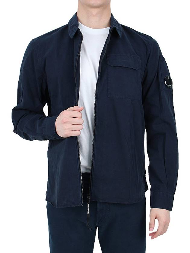 Gabardine Zipped Long Sleeve Shirt Navy - CP COMPANY - BALAAN 4