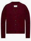 Signature Stitch V-neck Wool Cardigan Burgundy - MAISON MARGIELA - BALAAN 2