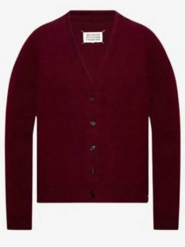 Signature Stitch V-neck Wool Cardigan Burgundy - MAISON MARGIELA - BALAAN 2