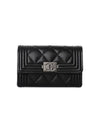 Boy  Flap Card Holder Grained Calfskin Ruthenium Black - CHANEL - BALAAN 2