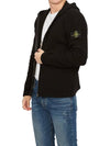 Logo Patch Hooded Lamb Wool Cardigan Black - STONE ISLAND - BALAAN 7