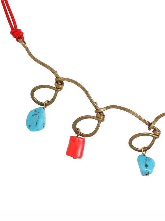 Hanging coral and turquoise stones Necklace - MARNI - BALAAN 2