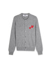 Double Heart Wappen Round Neck Cardigan Grey - COMME DES GARCONS PLAY - BALAAN 4