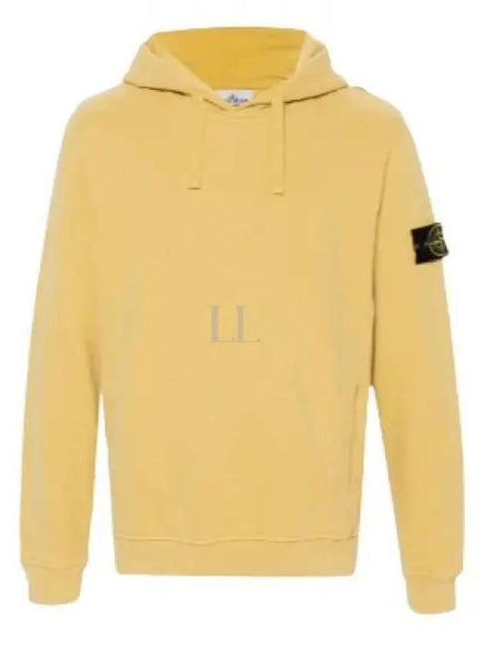 Wappen Patch Brushed Cotton Fleece Hoodie Yellow - STONE ISLAND - BALAAN 2