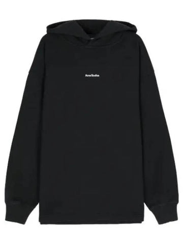 Logo Print Hooded Black Sweatshirt - ACNE STUDIOS - BALAAN 1