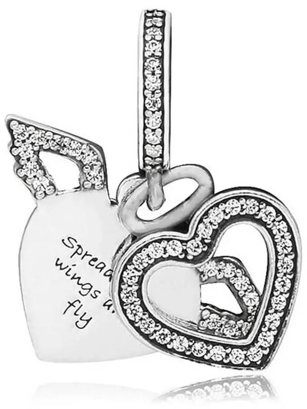 Heart Angel Wings Dangle Bracelet Charm Silver - PANDORA - BALAAN 4