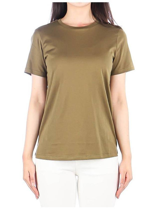 Women's Easy Organic Cotton Short Sleeve T-Shirt Green - THEORY - BALAAN 2