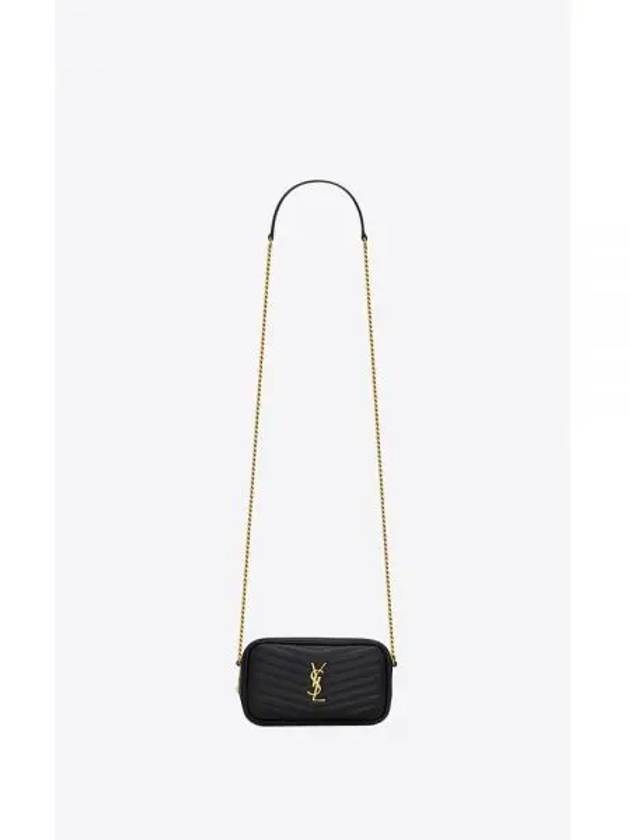 Lou Gold Mini Leather Cross Bag Black - SAINT LAURENT - BALAAN 2