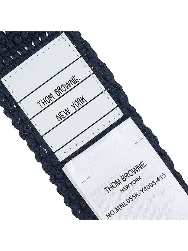 Waffles Stitch Silk Knit Tie Navy - THOM BROWNE - BALAAN 5