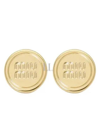 Round Logo Earrings Gold - MIU MIU - BALAAN 2