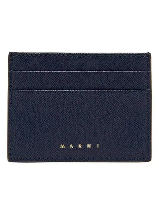 Logo Saffiano Card Wallet Navy - MARNI - BALAAN 2