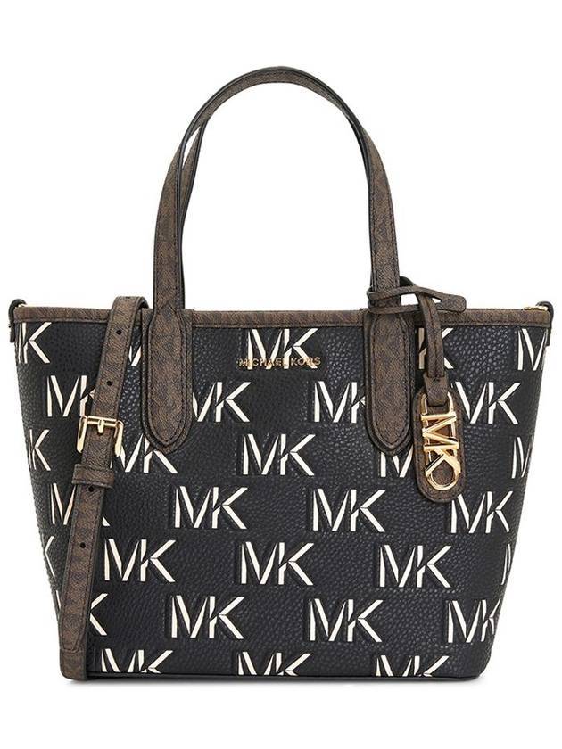 Eliza Extra Small Embossed Logo Tote Bag Black Brown - MICHAEL KORS - BALAAN 1