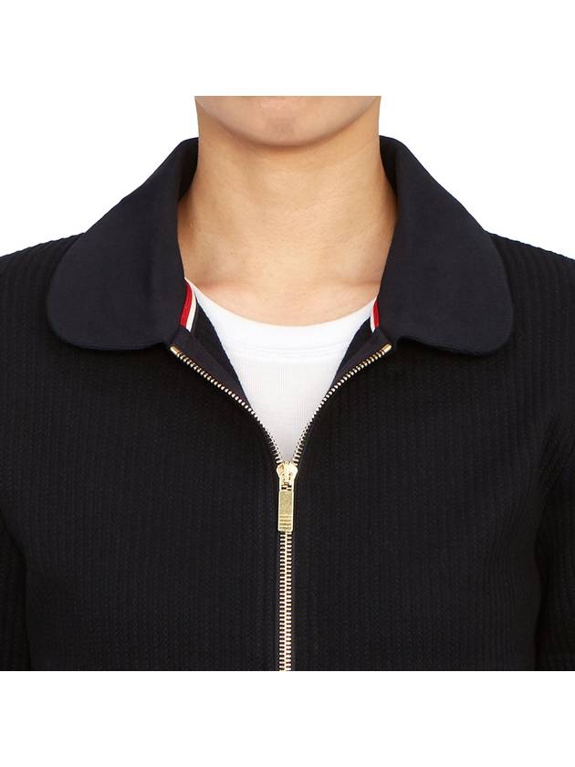 Women's Seersucker Loopback 4-Bar Zip-Up Jacket Navy - THOM BROWNE - BALAAN 9