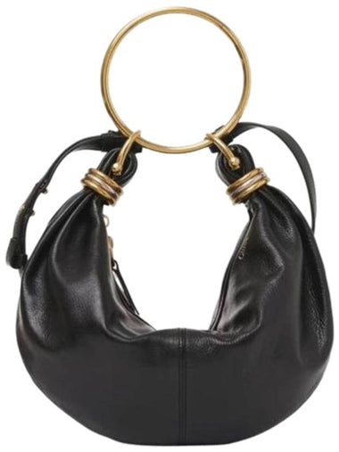 Small Bracelet Hobo Grain Leather Tote Bag Black - CHLOE - BALAAN 1