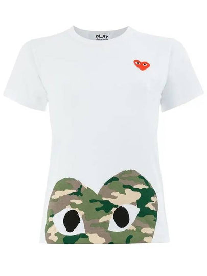 P1T245 Camo Big Heart Short Sleeve Tshirt - COMME DES GARCONS PLAY - BALAAN 2