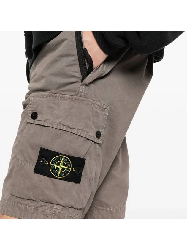 Logo Cotton Slim Cargo Shorts Dove Grey - STONE ISLAND - BALAAN 6