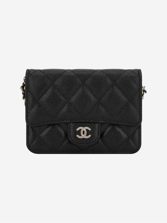 Classic Gold Caviar Chain Mini Cross Bag Black - CHANEL - BALAAN 2