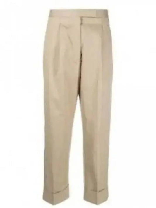 High Waist RWB Trimming Cotton Twill Straight Pants Light Beige - THOM BROWNE - BALAAN 2