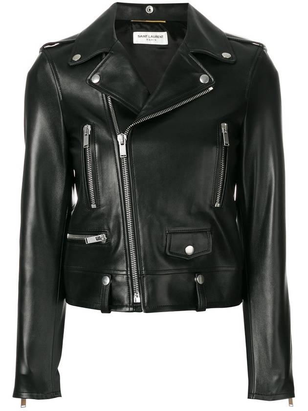 Classic Lambskin Biker Jacket Black - SAINT LAURENT - BALAAN 2