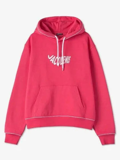 Vague Wave Logo Cotton Hoodie Pink - JACQUEMUS - BALAAN 2