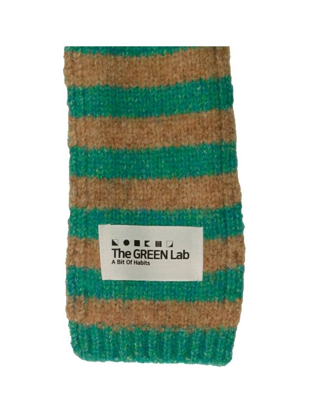 Striped tie knit muffler Green - THE GREEN LAB - BALAAN 10